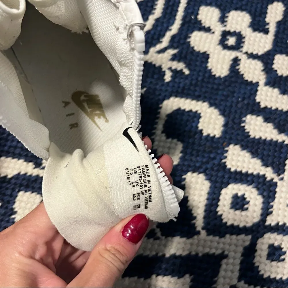 Nike AF1 White Leather Sneakers Zip Back